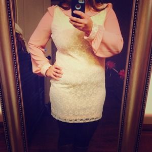 Blush pink/ivory white short dress