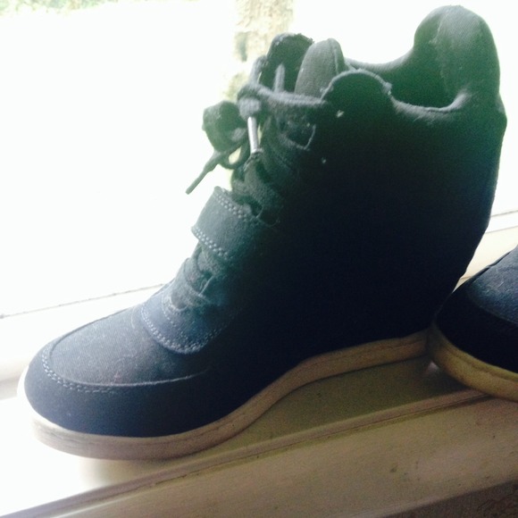 Black high top wedged sneakers