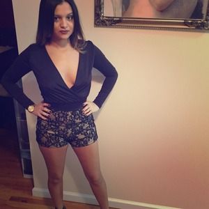 deep v- neck long sleeve romper