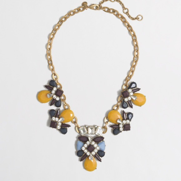 J crew large stone medallion necklace