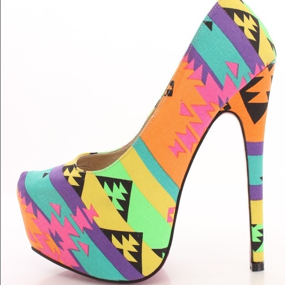 Tribal Pink High Heel Shoes - Picture 1 of 3