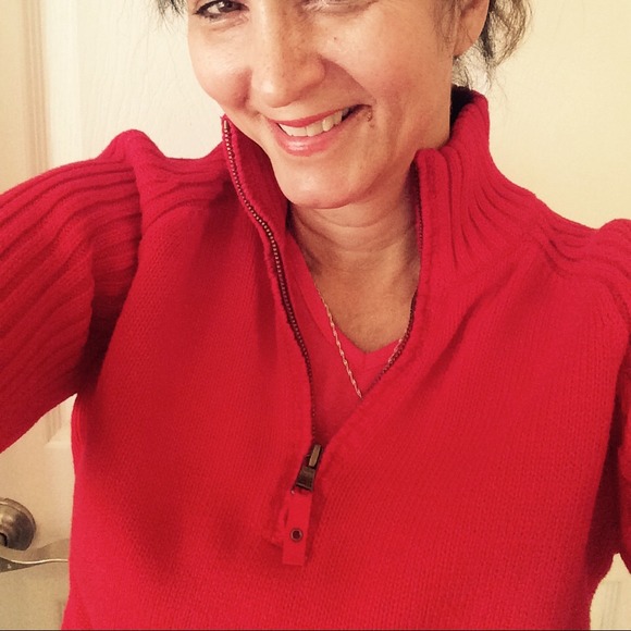 Cherry red Ralph Lauren 1/4 zip sweater