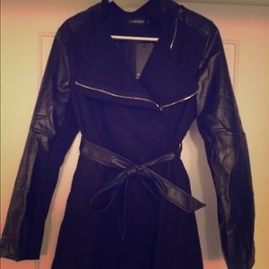 Long Sleeve Spliced Jacket With Faux Leather