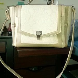 Nude faux snakeskin purse