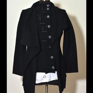 Boiled Wool long button Jacket