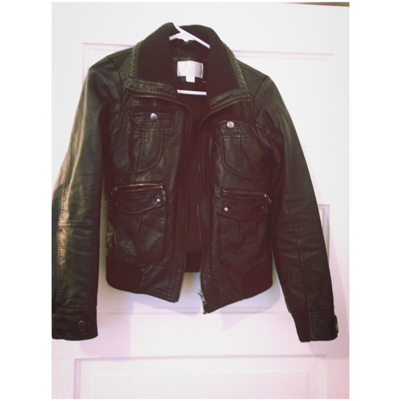 Faux leather bomber jacket