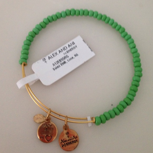 Alex and Ani gold in line green bracelet