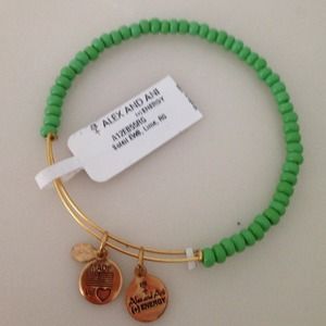 Alex and Ani gold in line green bracelet