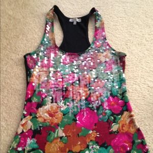 Floral sparkle summer tank