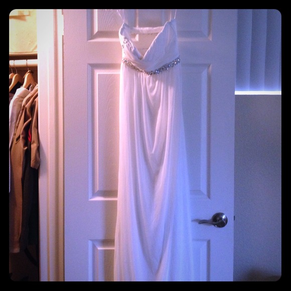 White dazzle floor length gown