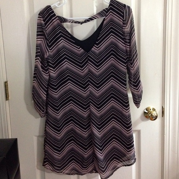 A pink and black chevron tunic