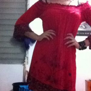 Long red dress. UNIQUE Long red dress. UNIQUE