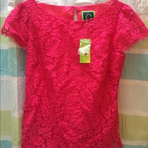 CWonder C Wonder pink lace top
