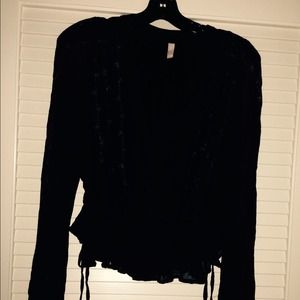 Free people blouse with metallic silver thread