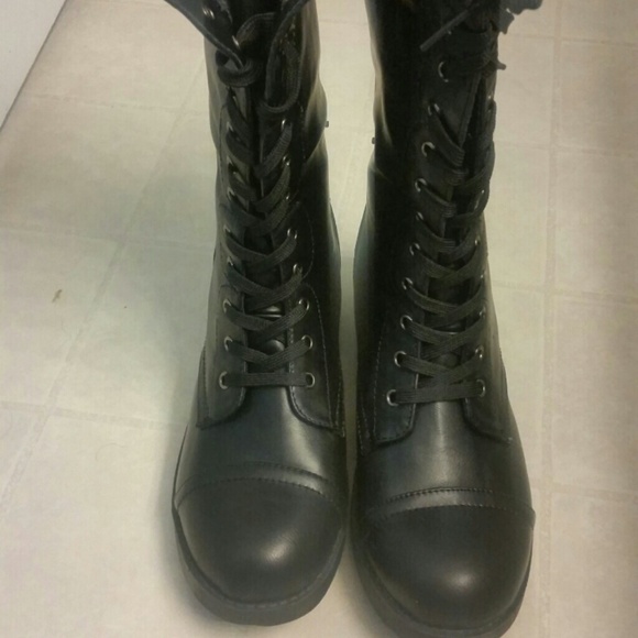 Lace up black boots