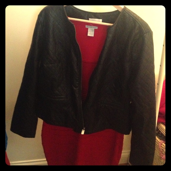 NWT Quilted black faux leather  jacket