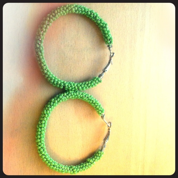 Sold Lowest prize drop.Green hoop earrings!!!!!