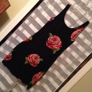 NWOT size large body con rose print dress