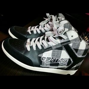 Black and grey Dereon sneakers.