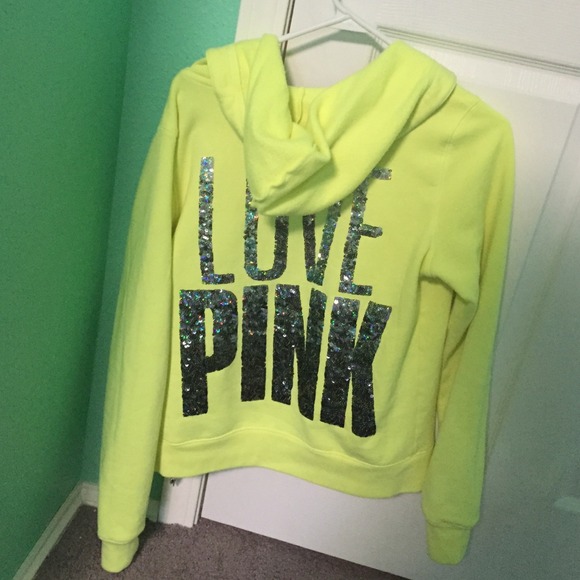 VS PINK gradient glitter yellow zip up