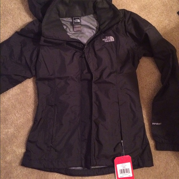 NWT the north face black rain jacket coat
