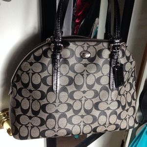 Coach Peyton Monogram black dome satchal purse