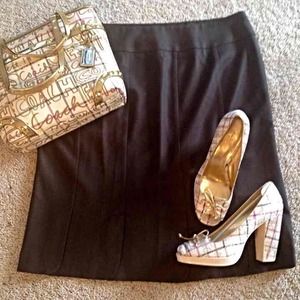 Anne Taylor Dark Brown Scallop-hem Skirt