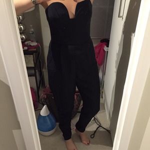 Black strapless jumpsuit