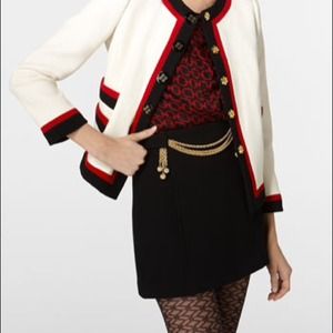 Milly Wool Mini Skirt w/ Gold Chain Detail Sz 8