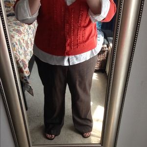 Light khaki, brown, black plaid pants & skirt