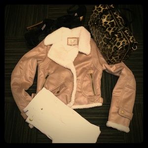 Clearance Faux Suede/Fur Shear Cropped Coat