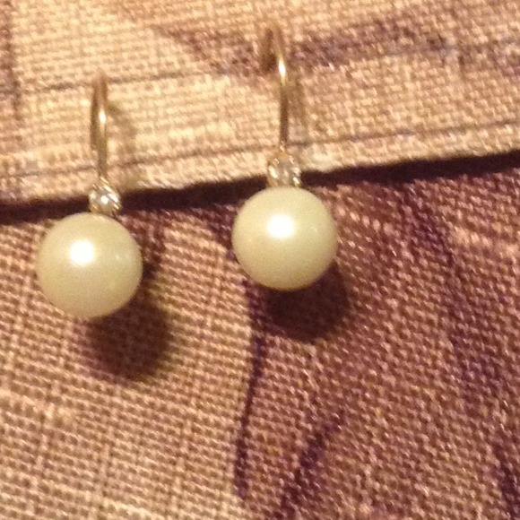 14k and Pearl Earrings with Diamonds