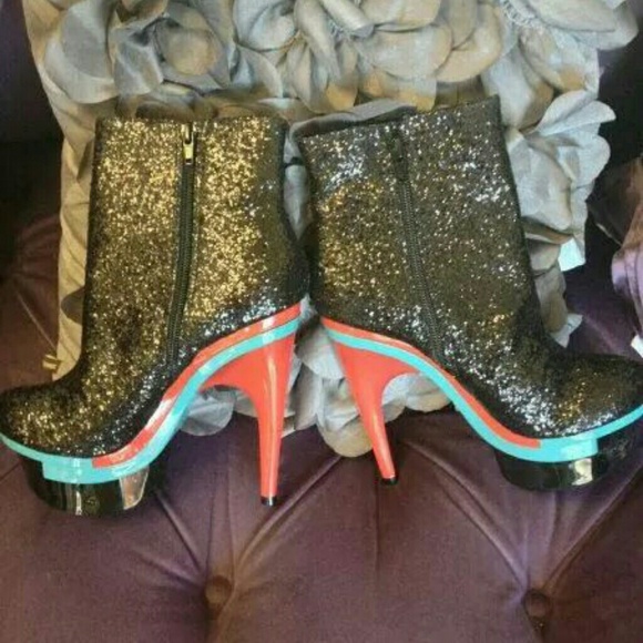 Black Glitter Bootie