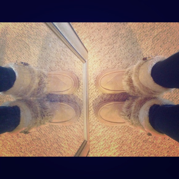 Target beige fur slipper boots