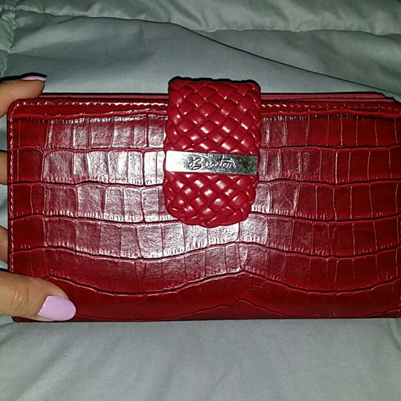 Burton red crocodile embossed wallet