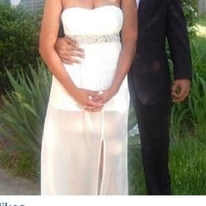 White strapless prom dress