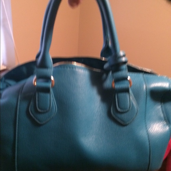 Blue leather purse