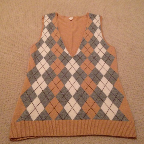 **HOLD** J Crew Argyle Vest, CR top, and mock neck