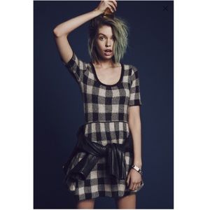 B&W plaid For Love & For Lemons a-line dress NWT