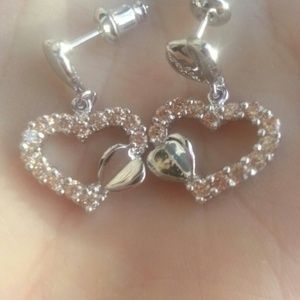 Never worn 14k gp champagne/white crystal earrings