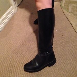 Black leather riding boots