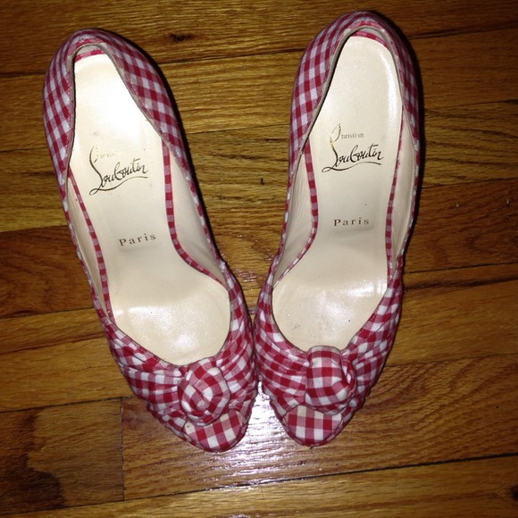 Christian Louboutin Shoes - Candy cane Christian Louboutin  peep toe pumps