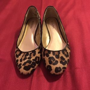 Leopard print calf hair wedges
