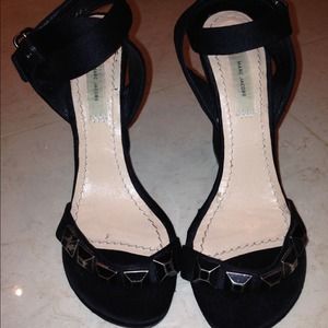 Marc Jacobs black wedge ankle strap heels