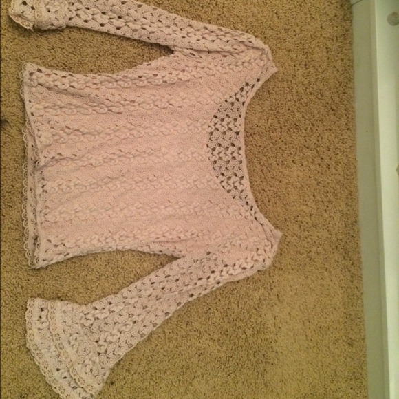 Free people crochet bell sleeve top