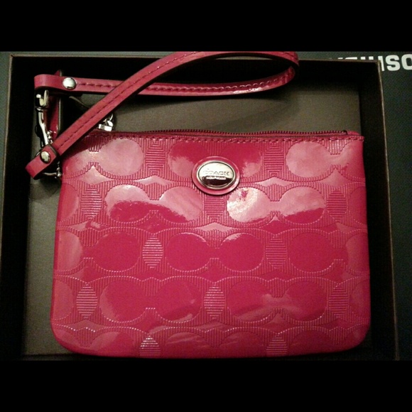 Coach Clutches & Wallets - Boxed Coach Patent Leather Pink Wristlet NWT