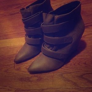 Strapped Wedge Booties