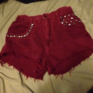 Burgundy high waisted shorts