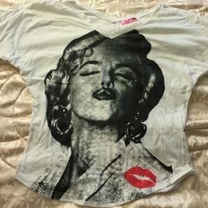 Marilyn Monroe graphic off the should deep v tee