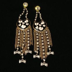 Betsey Johnson Blk/Wht Polka Dot Earrings